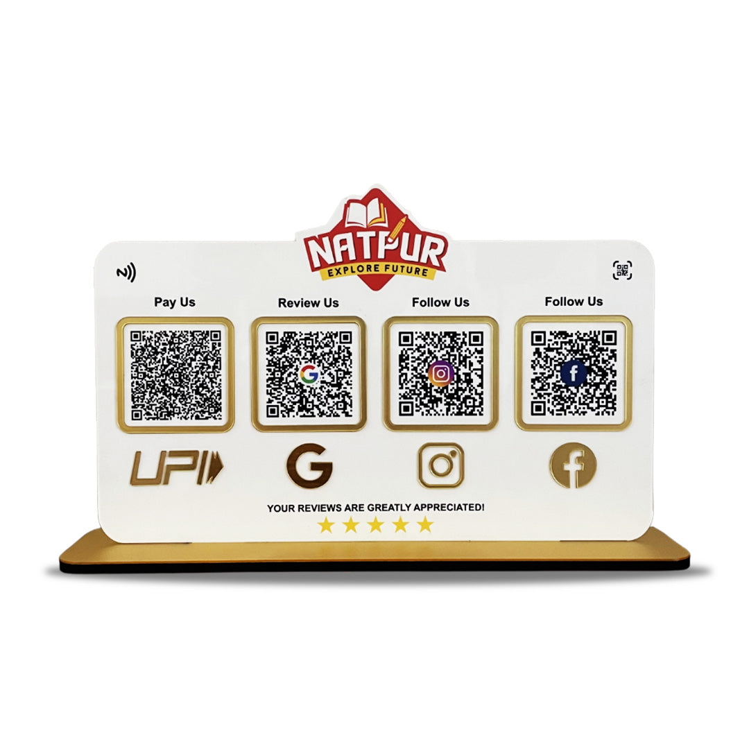 Logo Cutout Shaped - Smart NFC 4-in-1 Standee - White Colour