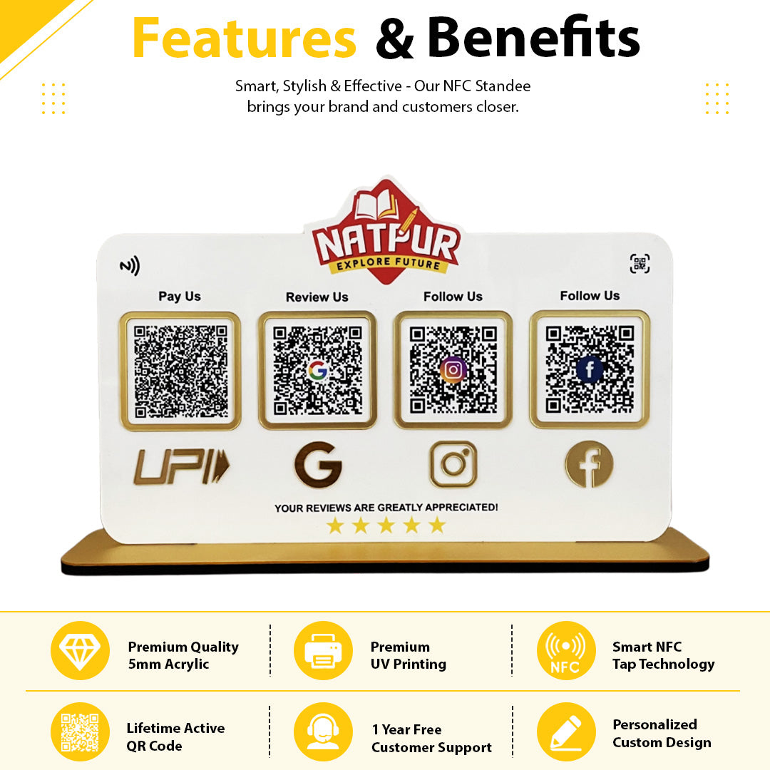 Logo Cutout Shaped - Smart NFC 4-in-1 Standee - White Colour