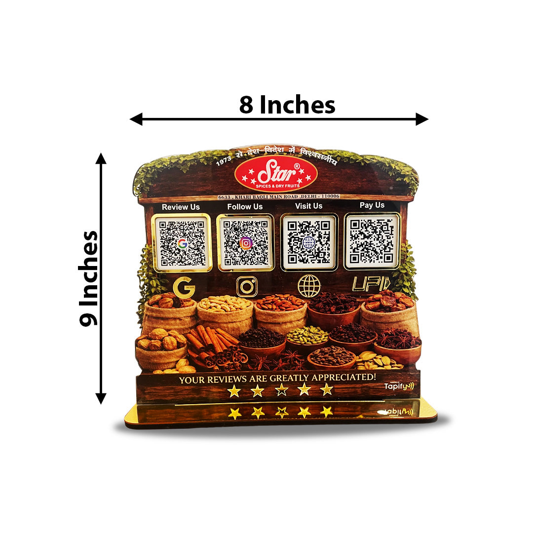 Spices Cutout Shaped 4QR Table Top Smart NFC Standee-II