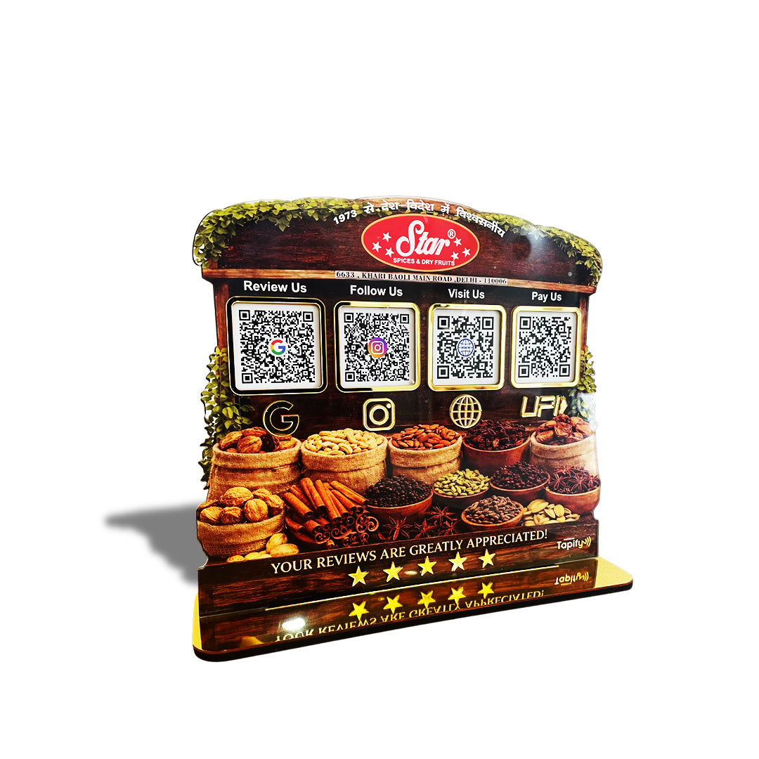 Spices Cutout Shaped 4QR Table Top Smart NFC Standee-II