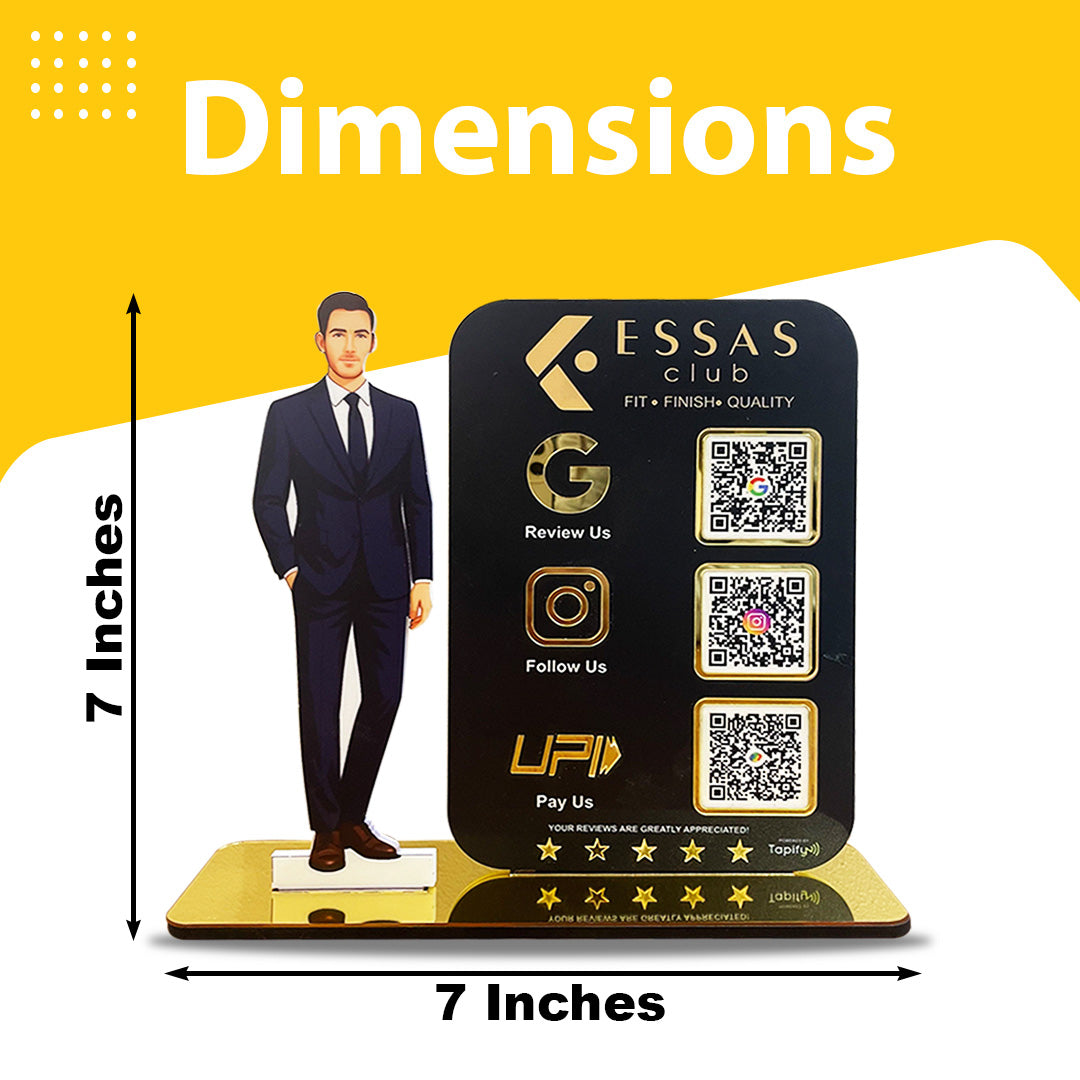 Men in suit Cutout Smart NFC 3QR Standee - For Garment Shop
