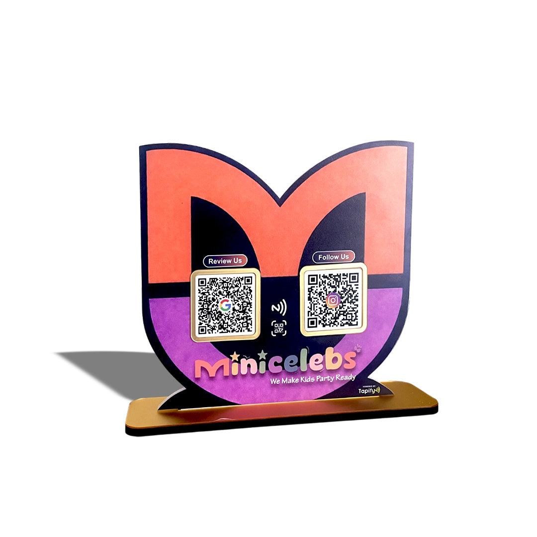 Logo Cutout Shaped - Smart NFC 2 QR Table top Standee - For Kids Wear