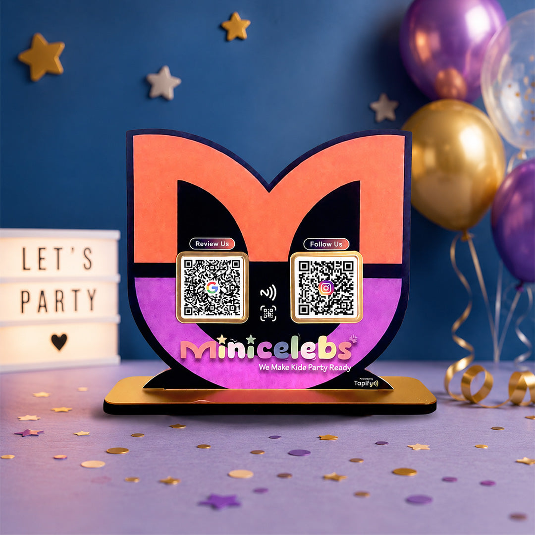 Logo Cutout Shaped - Smart NFC 2 QR Table top Standee - For Kids Wear