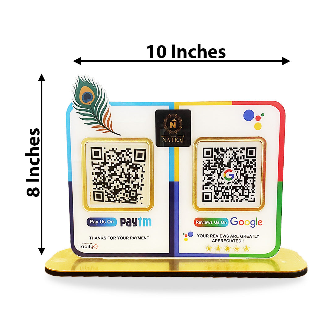 Mor Pankh Cutout Smart NFC 2QR Table Top Standee | Paytm, Google