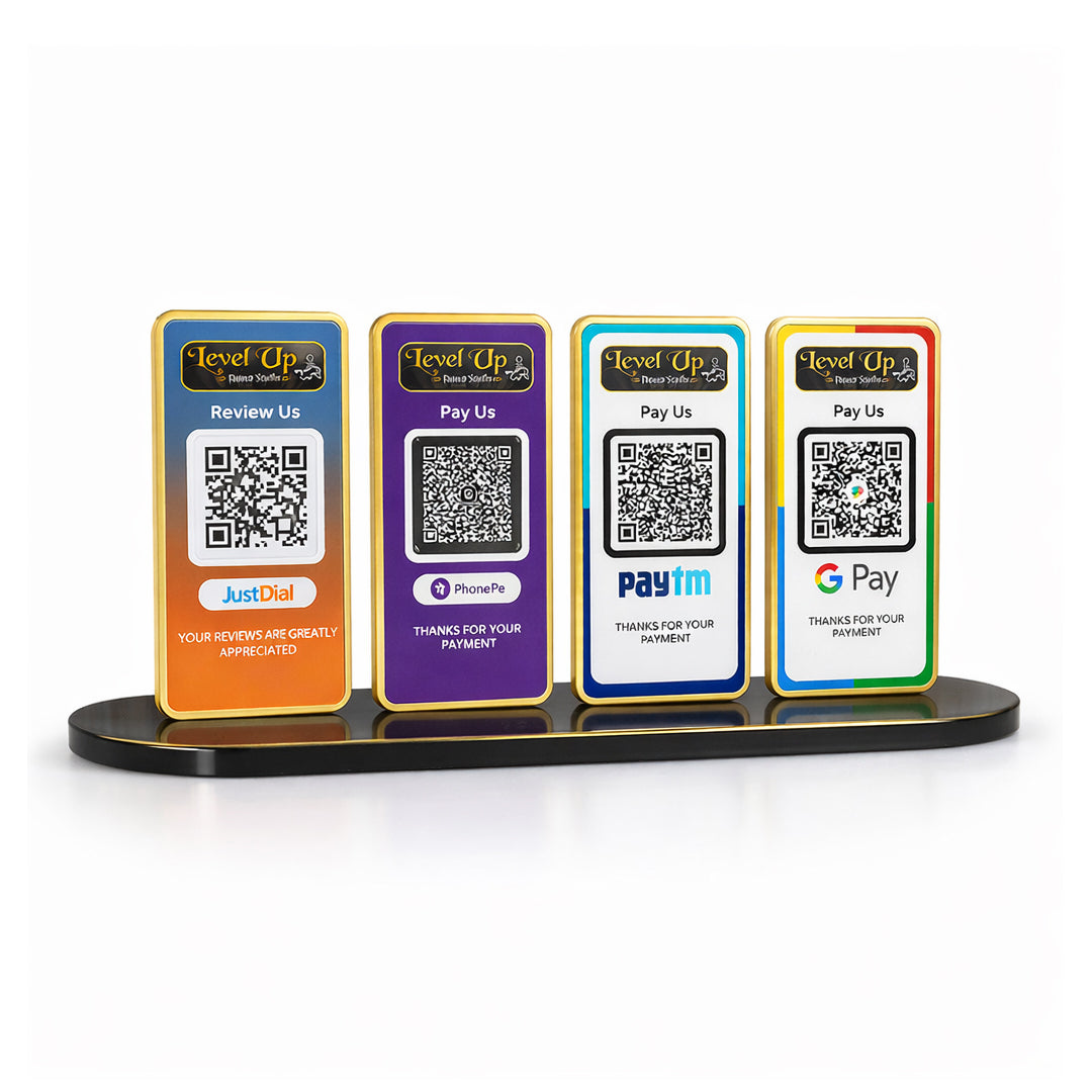 New Premium |Social Media Theme Edition | 4 in 1 Smart NFC Standee For- Phone Pe , Paytm , Google Pay & JD