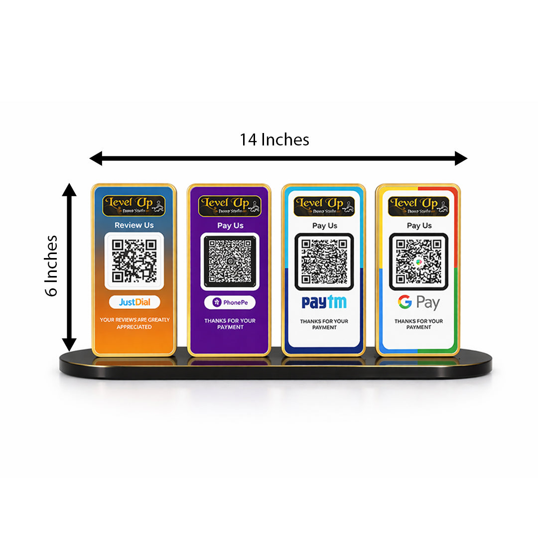 New Premium |Social Media Theme Edition | 4 in 1 Smart NFC Standee For- Phone Pe , Paytm , Google Pay & JD