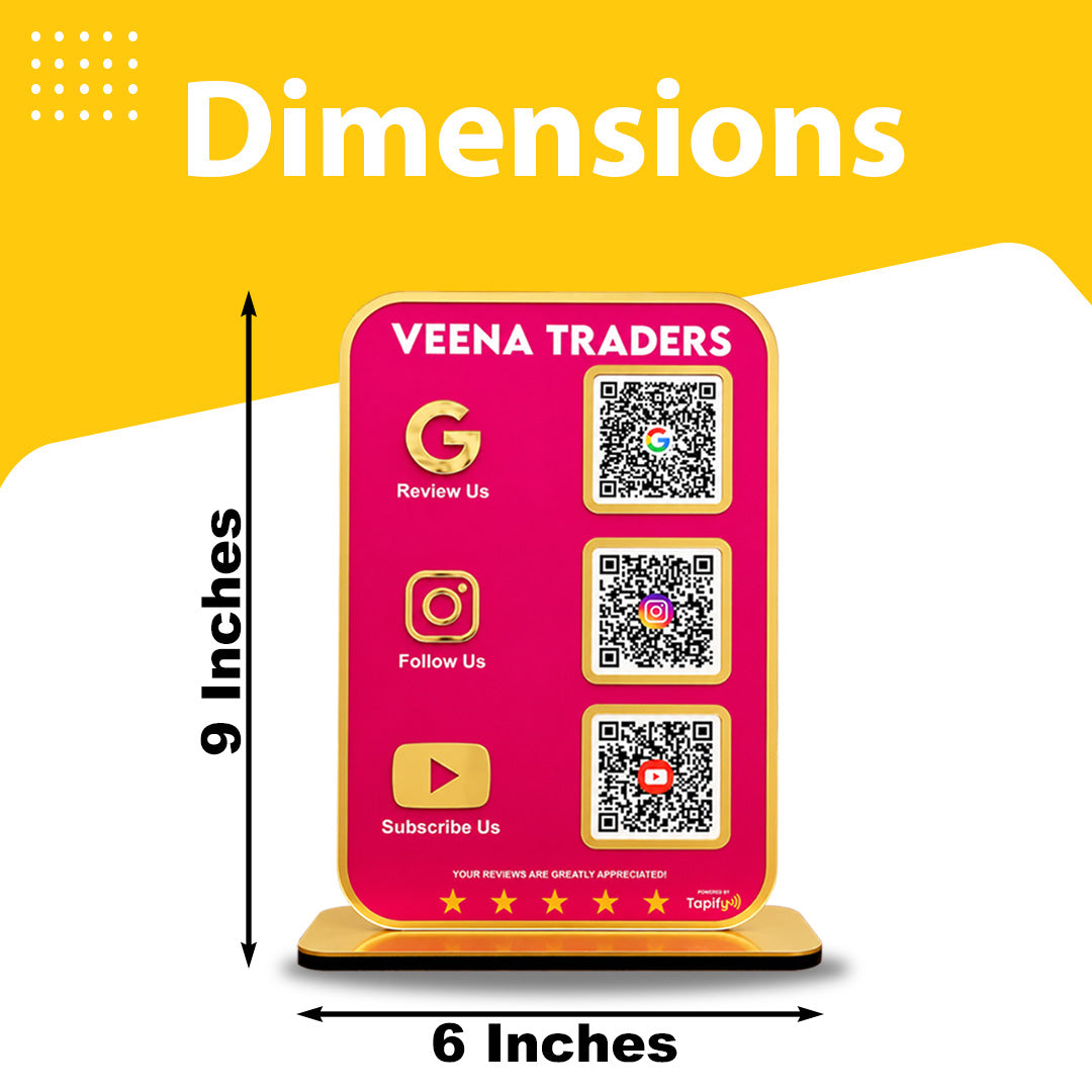 Premium Smart NFC 3-in-1 Standee | Pink Colour | Portrait Style-II