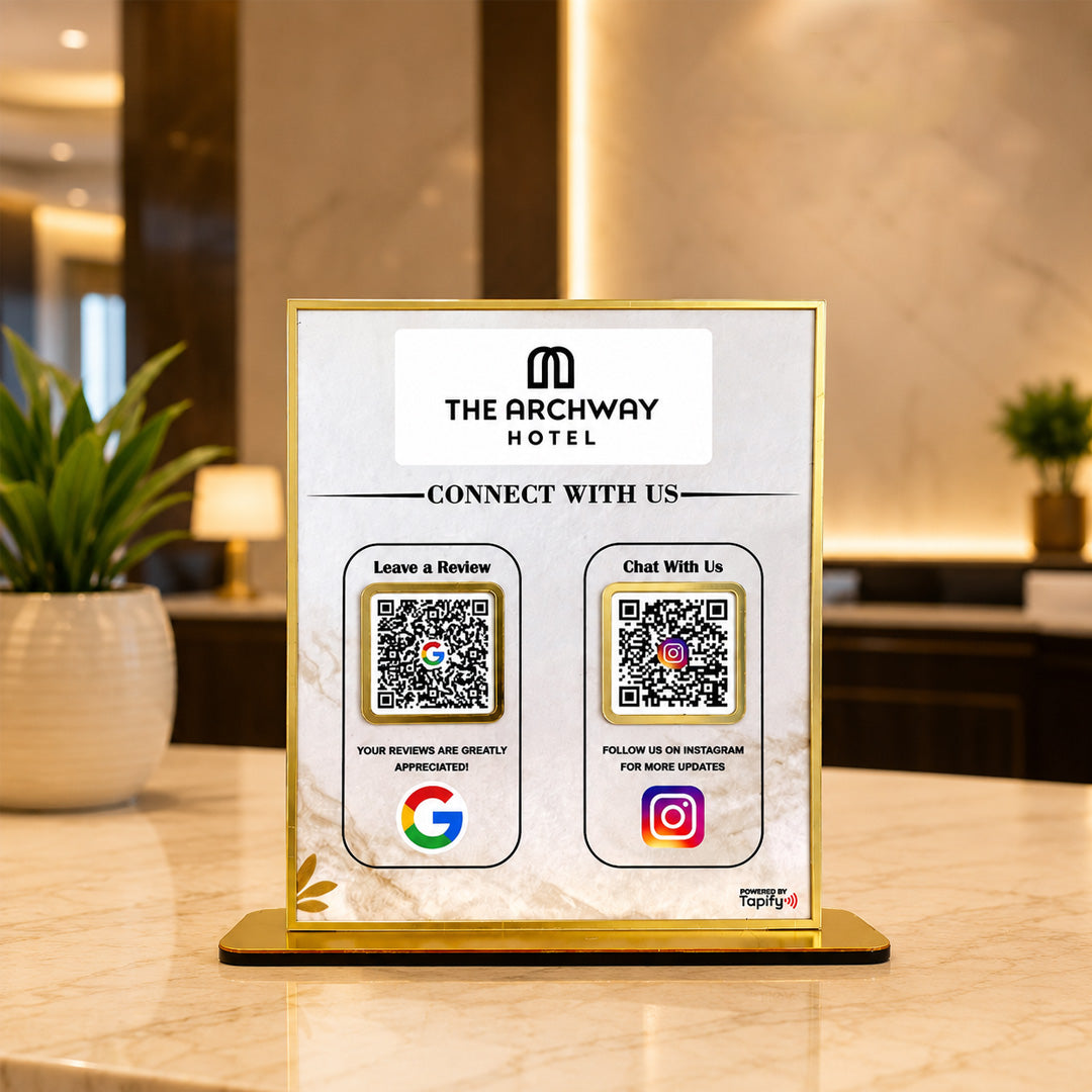 Premium Smart NFC 2-in-1 Table Top Standee - Marble Theme