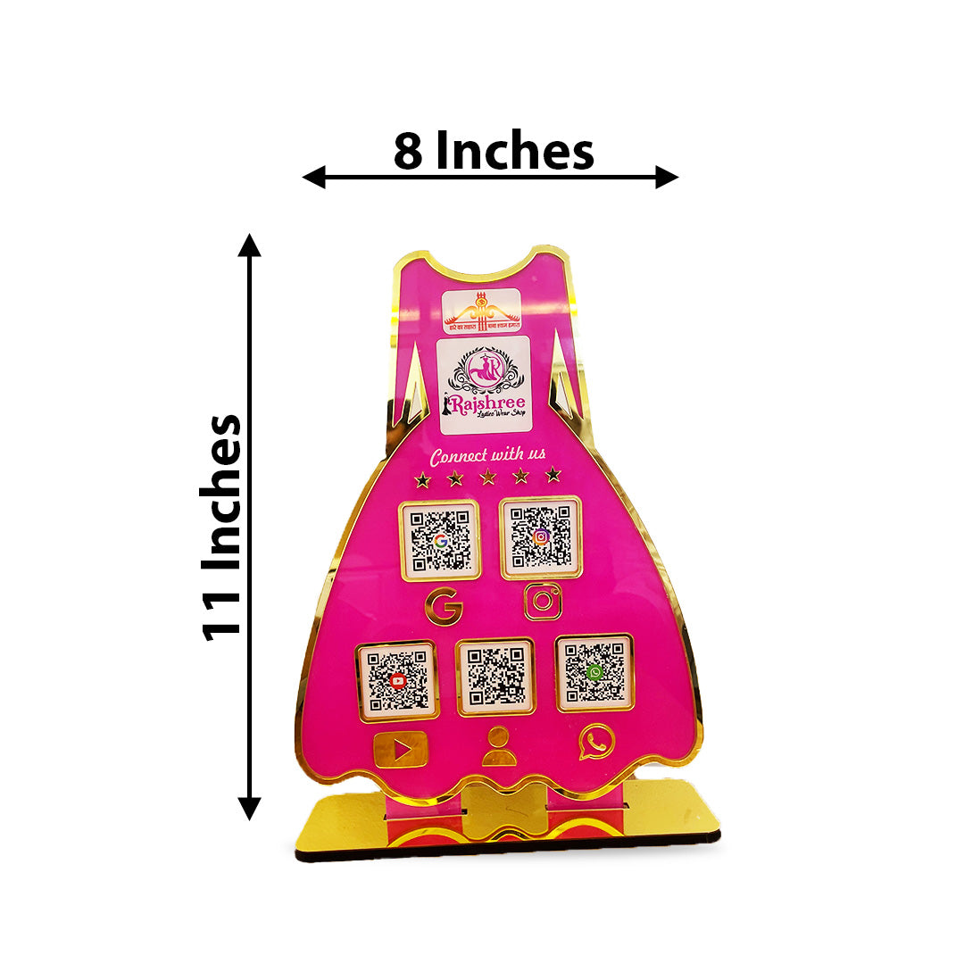 Ladies Gown NFC 5-in-1 Tabletop Standee – For Boutiques & Garment Shops