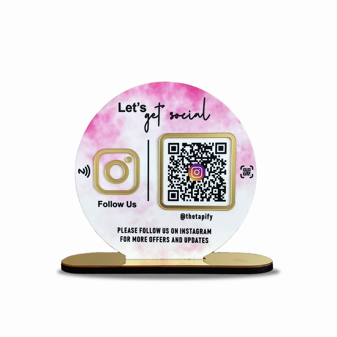 Circle Shape - 1 QR Table Top Standee - Marble Theme