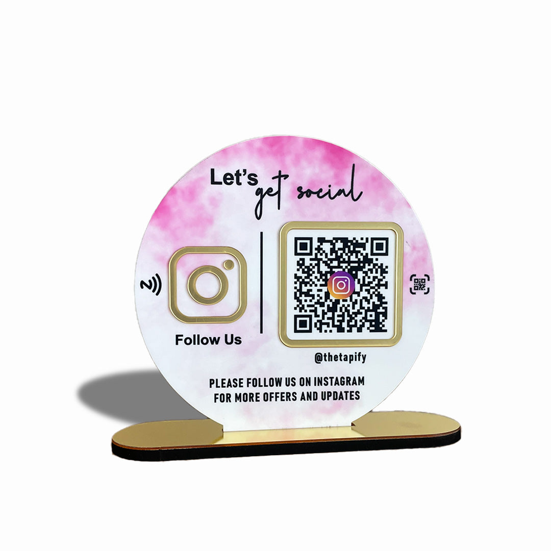Circle Shape - 1 QR Table Top Standee - Marble Theme