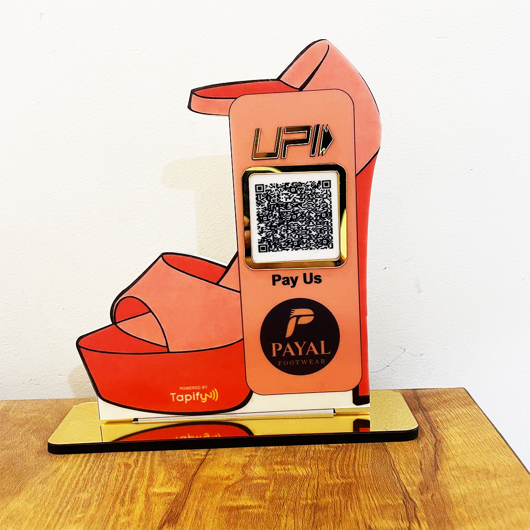 Heel Cutout Shape - Smart NFC 1 QR Table Top Standee