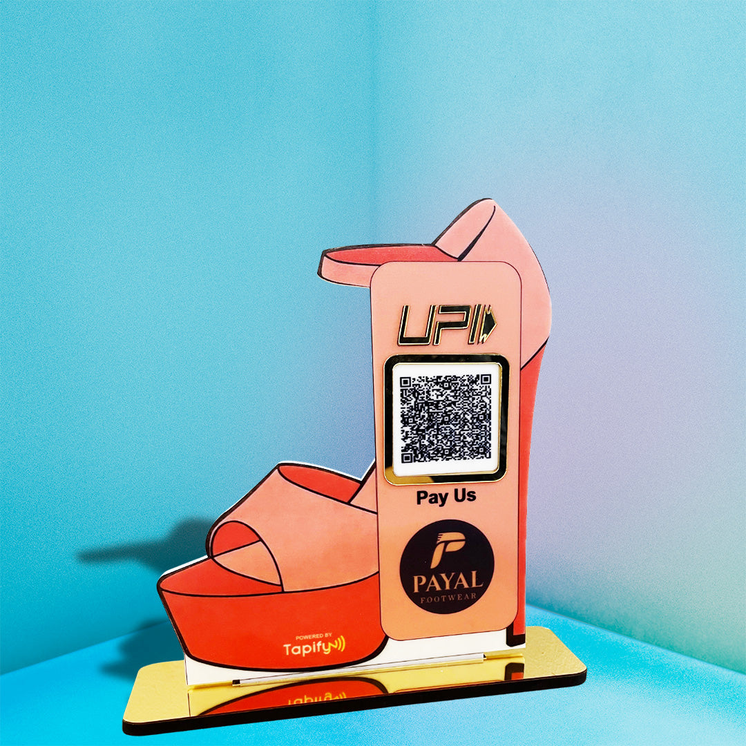 Heel Cutout Shape - Smart NFC 1 QR Table Top Standee