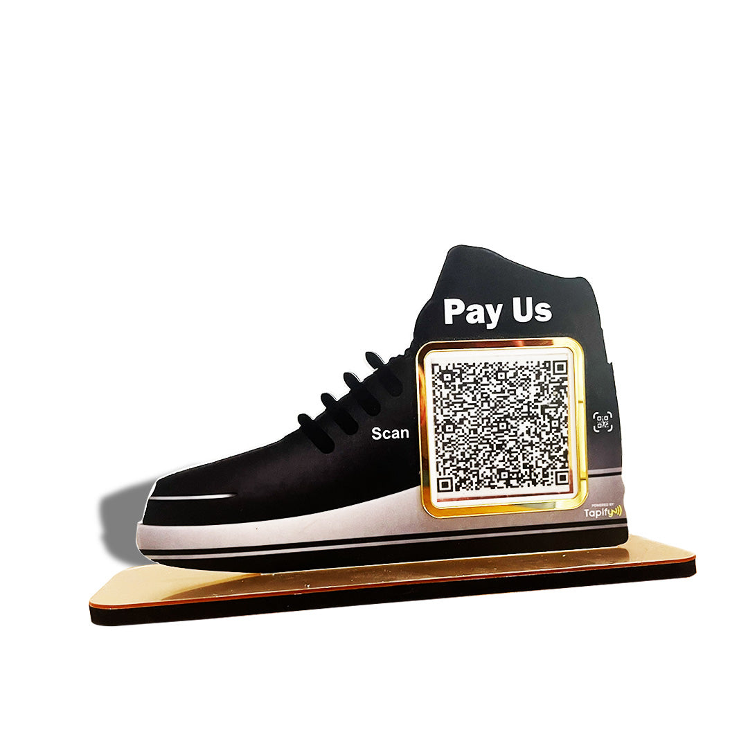 Shoe Shaped Smart NFC 1 QR Tabletop Standee
