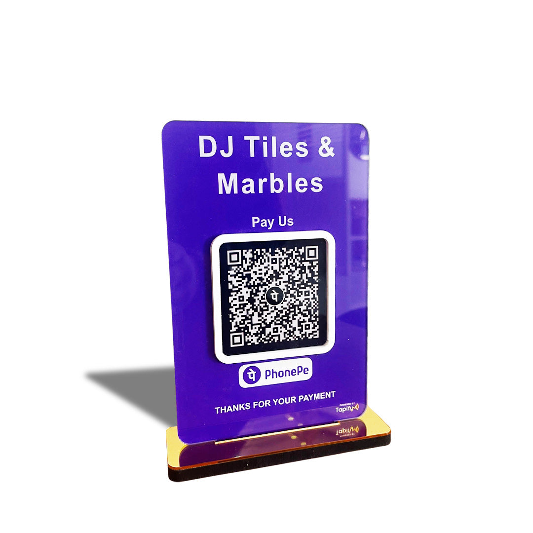 Smart 1 QR Table Top Standee – PhonePe Theme (Without NFC)
