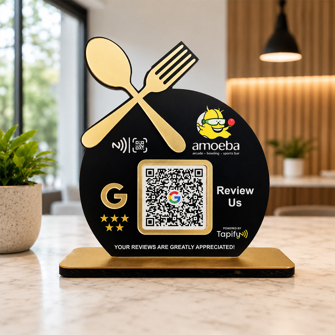 Spoon Cutout Smart NFC 1 QR Tabletop Standee For Restaurants