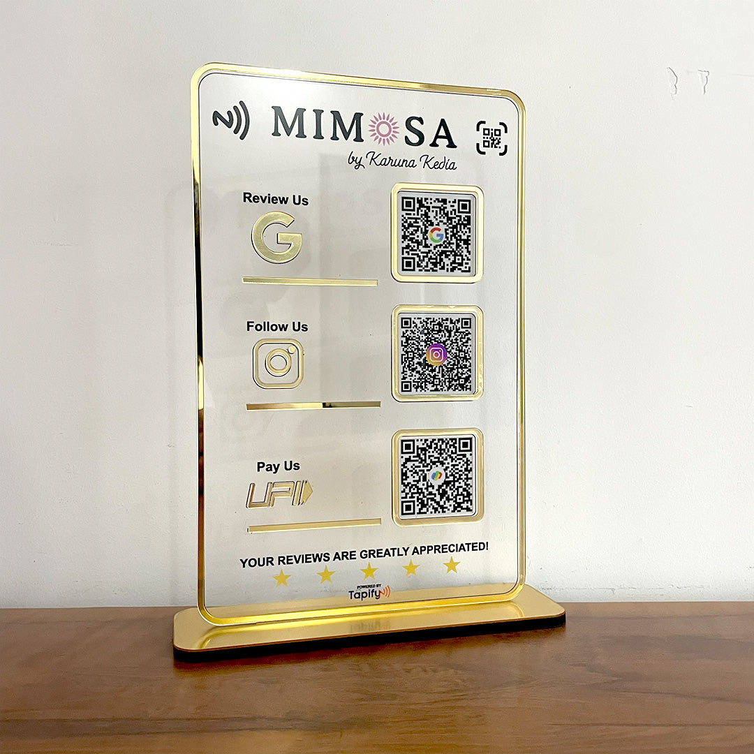 Premium Smart NFC 3-in-1 Table Top Standee | Transparent Edition | Portrait Style