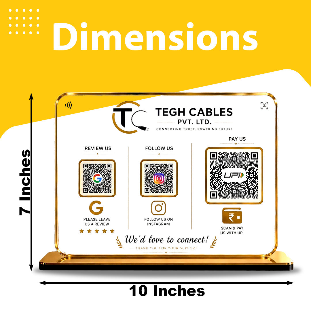 Premium Smart NFC 3-in-1 Table Top Standee | Transparent Edition - (Big UPI)