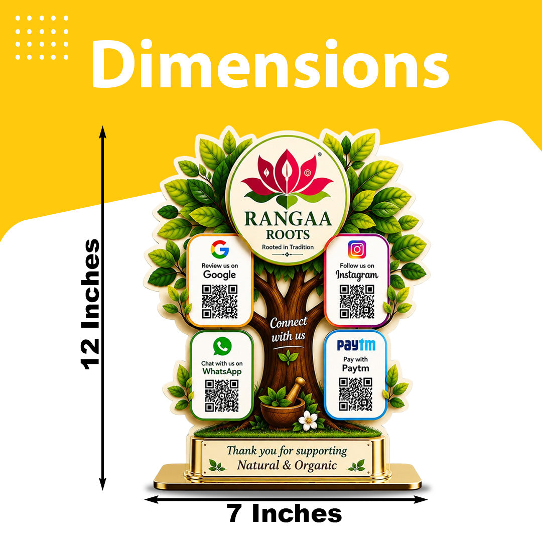 Tree Shaped Smart NFC 4-in-1 Table top Standee - For Ayurvedic & Organic Stores