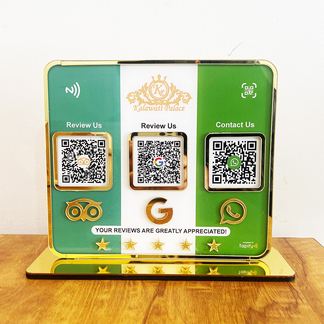 Premium Smart NFC 3-in-1 Table Top Standee - Tripadvisor, Google, Whatsapp-Theme