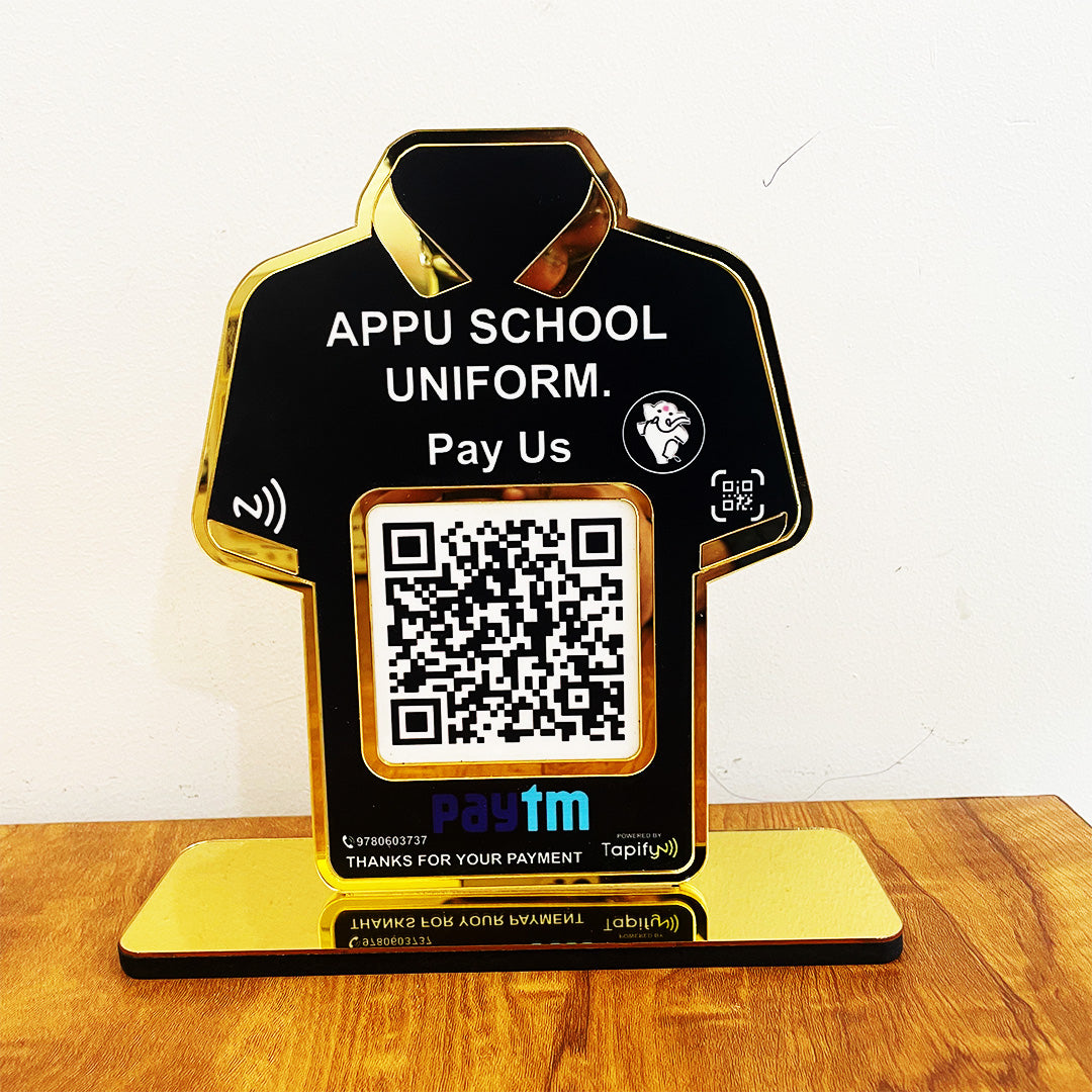 T-Shirt Shaped - Premium Smart NFC 1QR Tabletop Standee- Paytm