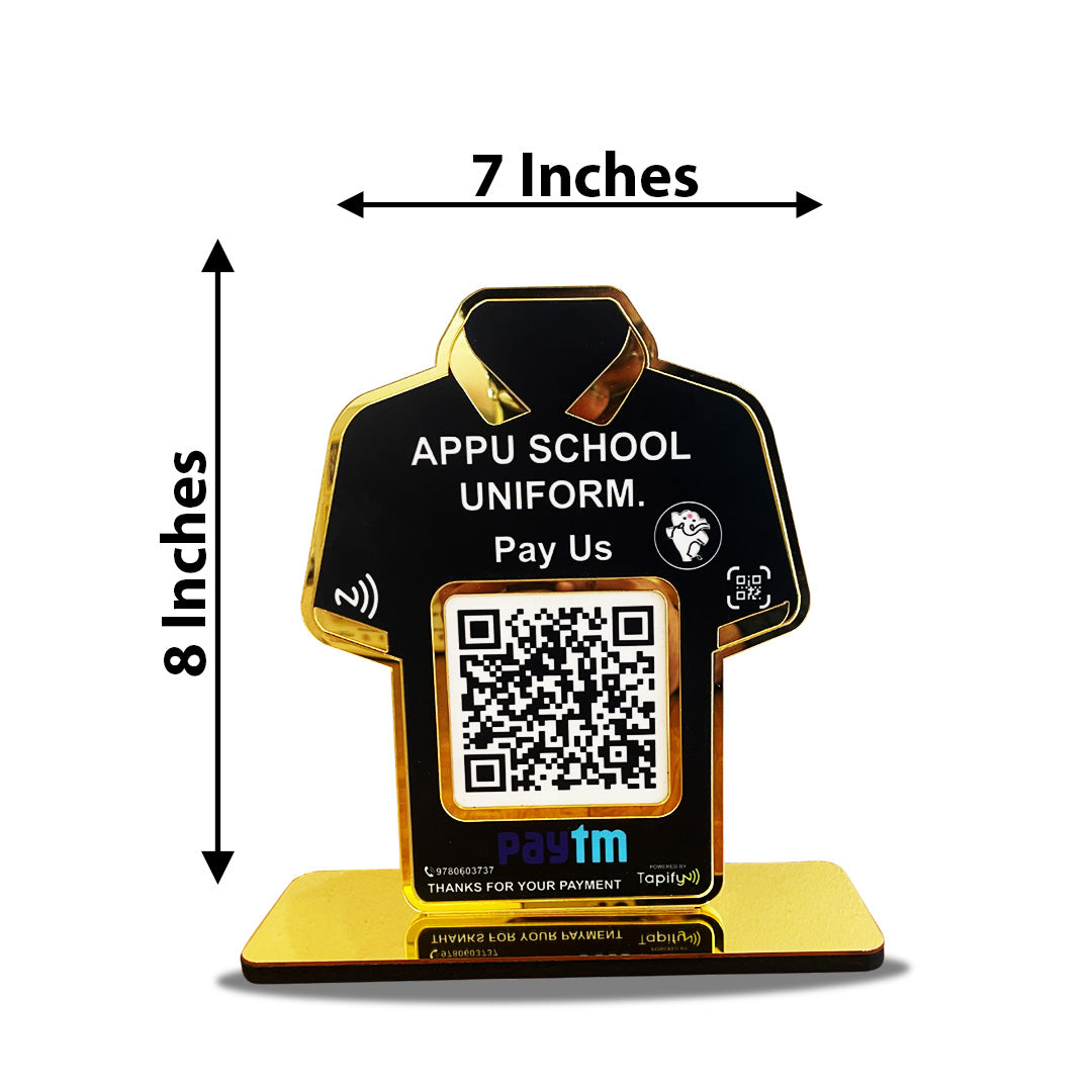 T-Shirt Shaped - Premium Smart NFC 1QR Tabletop Standee- Paytm
