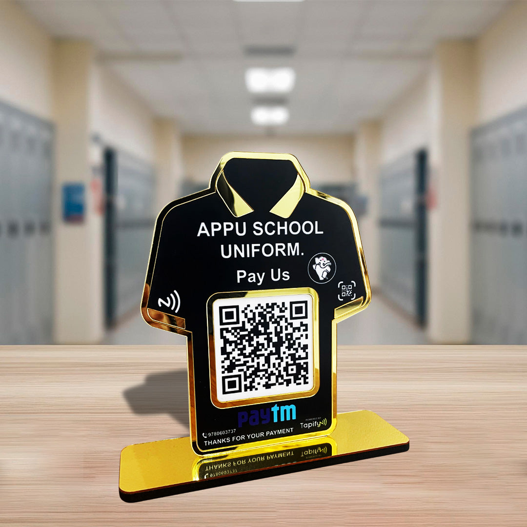 T-Shirt Shaped - Premium Smart NFC 1QR Tabletop Standee- Paytm