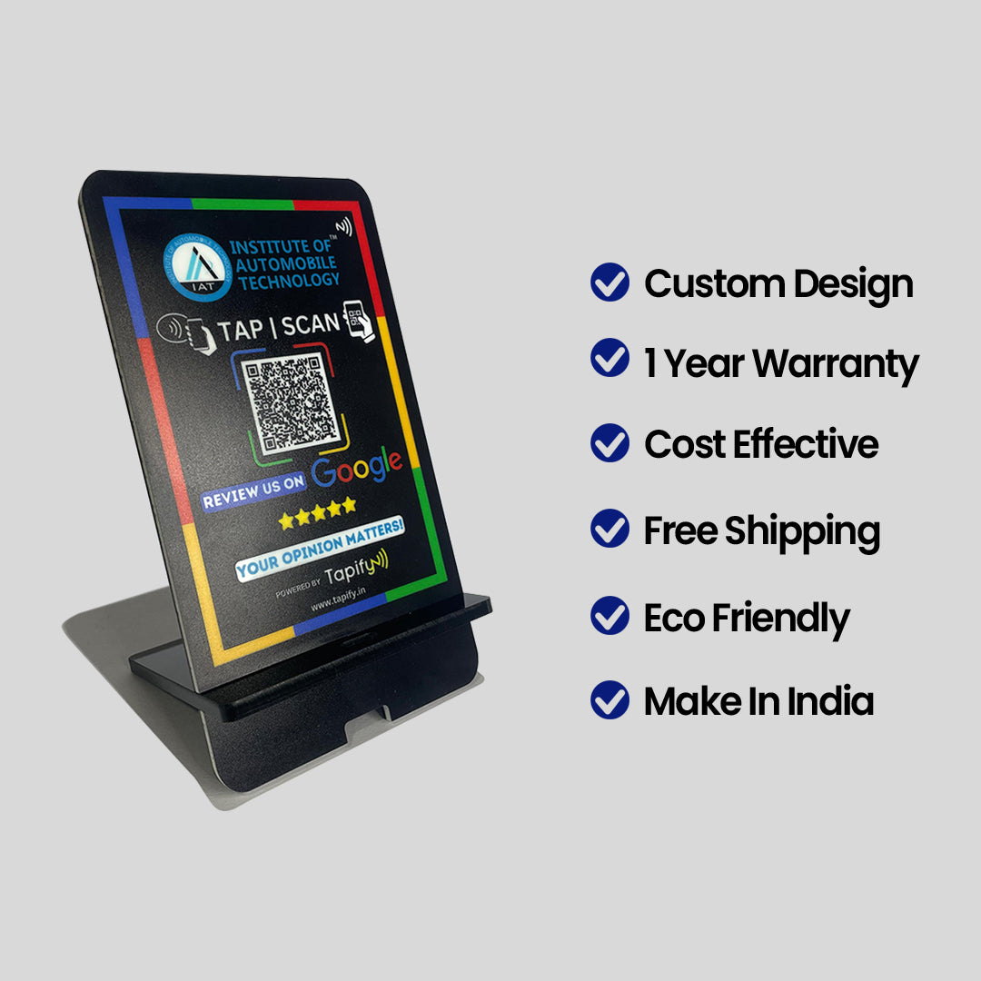 Custom NFC Google Review Standee Black
