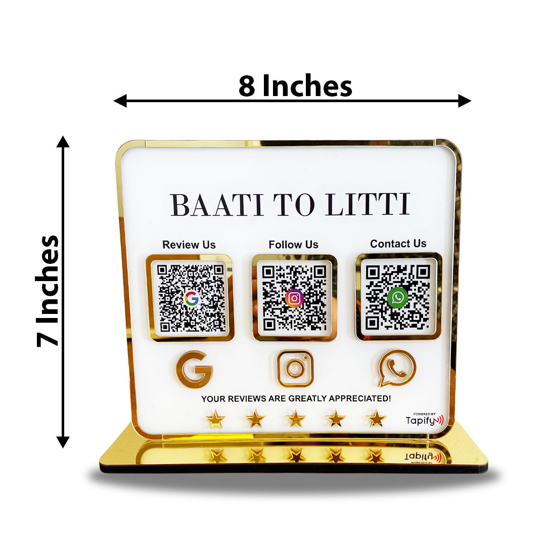 Premium Smart NFC 3-in-1 Table Top Standee | White Colour - Google, Instagram, WhatsApp