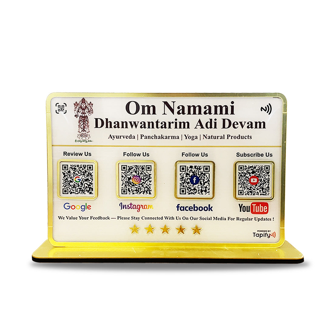 Premium Smart NFC 4-in-1 Table Top Standee - Google, Instagram, Facebook, Youtube
