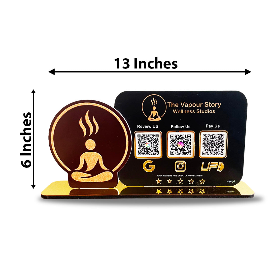 Separate Logo Cutout Shaped 3QR Table Top Smart NFC Standee - Wellness Yoga Theme