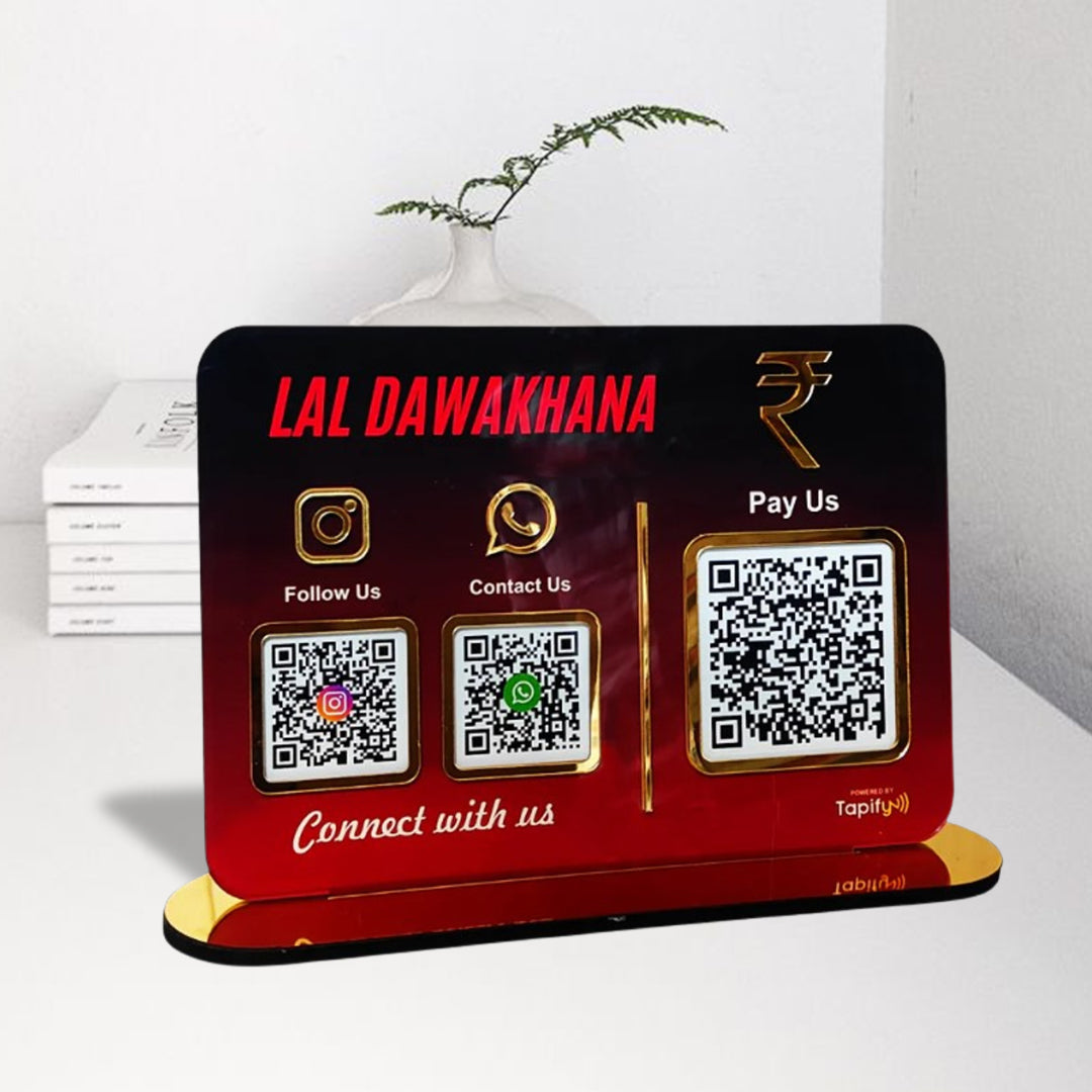 Big UPI + Social Media - Smart NFC 3-in-1 Table Top Standee | Gradient Theme