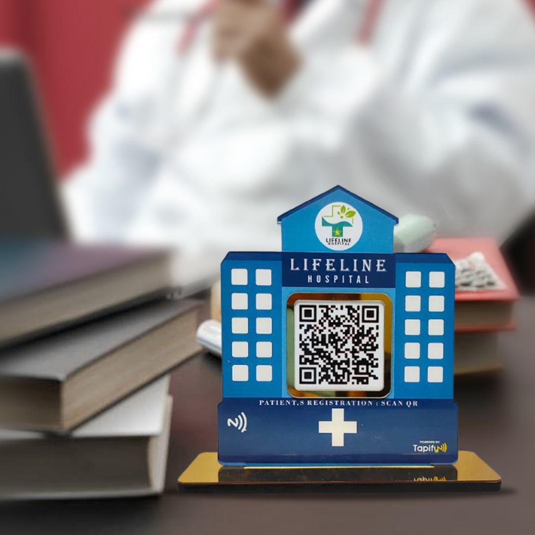 Hospital Shape Single QR Tabletop Standee