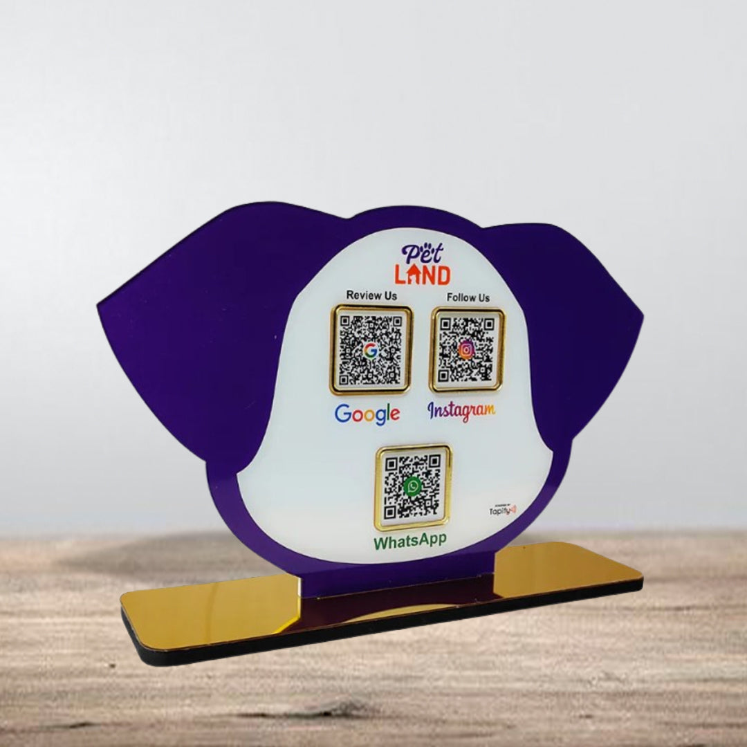 Pet Face Shaped Smart NFC 3-in-1 Tabletop Standee - Blue