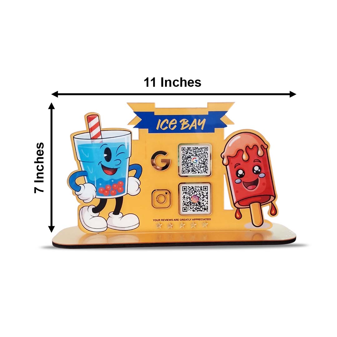 Juice Glass & Ice Cream Shaped 2QR Table Top Smart NFC Standee