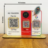 Mor Pankh Cutout Premium Smart NFC 3QR Table Top Standee | UPI , YT , Google