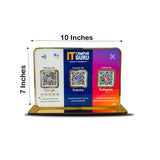 Premium Smart NFC 3QR Table Top Standee | Social Media Theme Edition - Google,Instagram,Enquiry