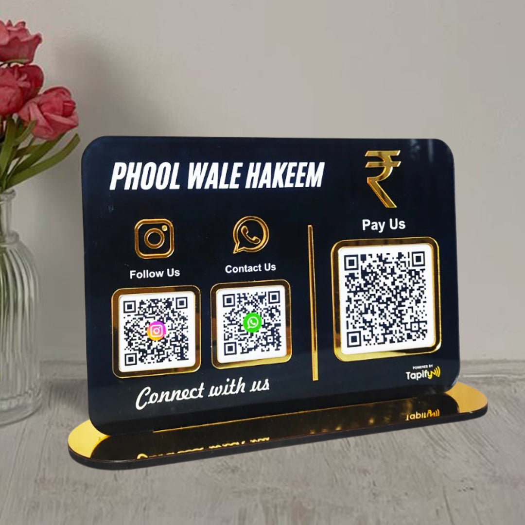 Big UPI + Social Media - Smart NFC 3-in-1 Table Top Standee | Black Colour