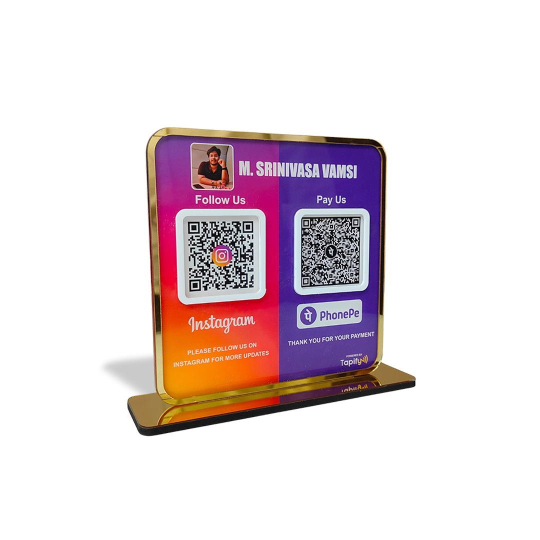 Smart NFC 2-in-1 Premium Standee – PhonePe & Instagram Theme