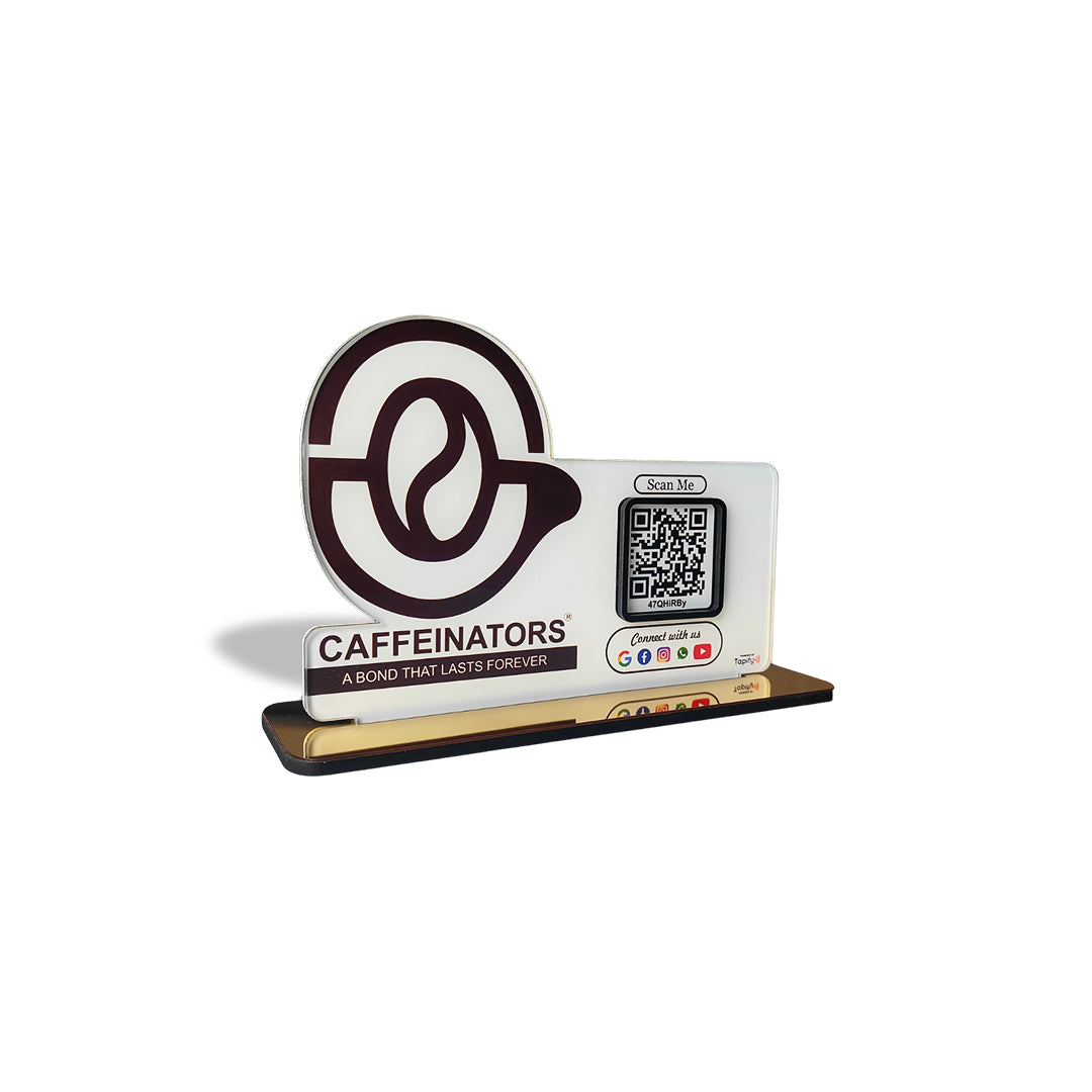 Tapify - Logo Cutout Shaped - All in One Smart NFC 1 QR Table Top Standee