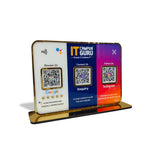 Premium Smart NFC 3QR Table Top Standee | Social Media Theme Edition - Google,Instagram,Enquiry