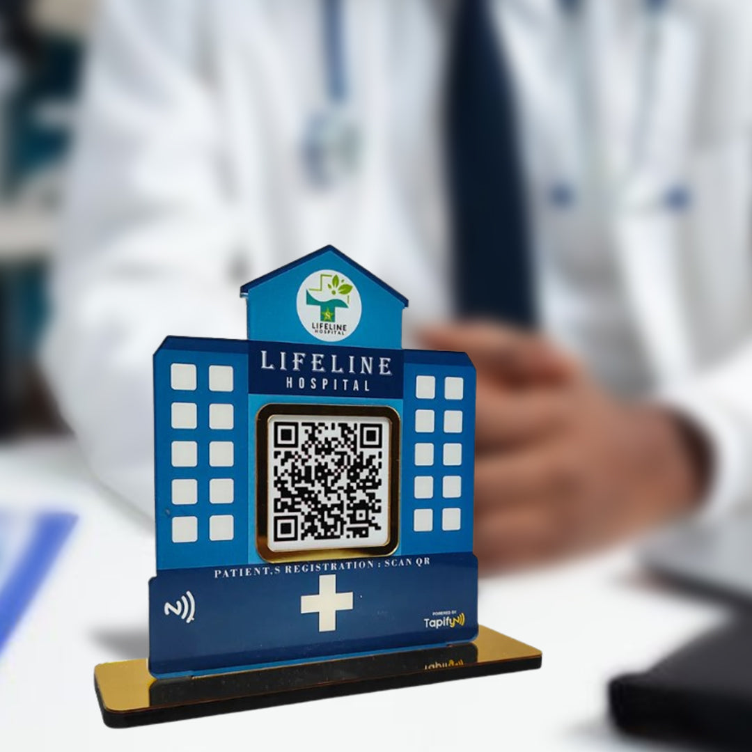 Hospital Shape Single QR Tabletop Standee