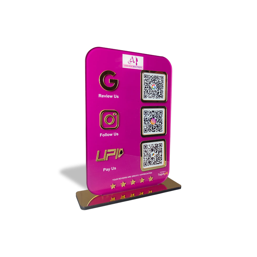 Tapify - Smart NFC 3-in-1 Standee | Pink Colour | Portrait Style