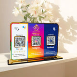 Premium Smart NFC 3QR Table Top Standee | Social Media Theme Edition