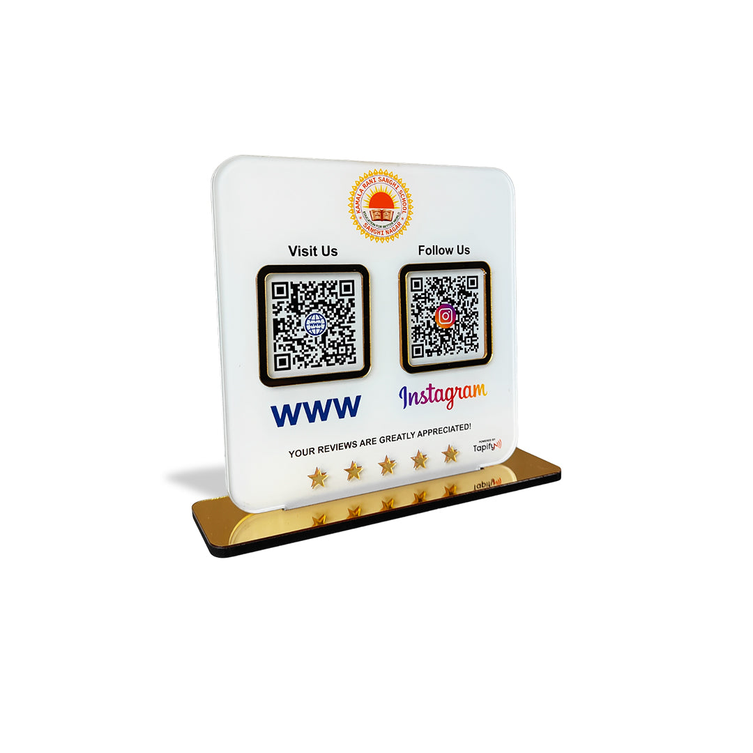 Smart NFC 2-in-1 Table Top Standee - Text Edition - Instagram,Website