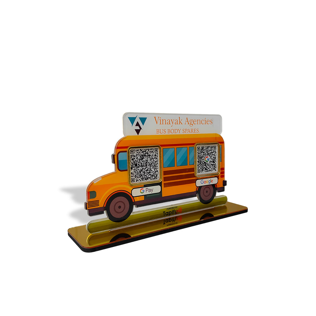 Bus Shape Standee - Smart NFC 2-in-1 Tabletop Standee