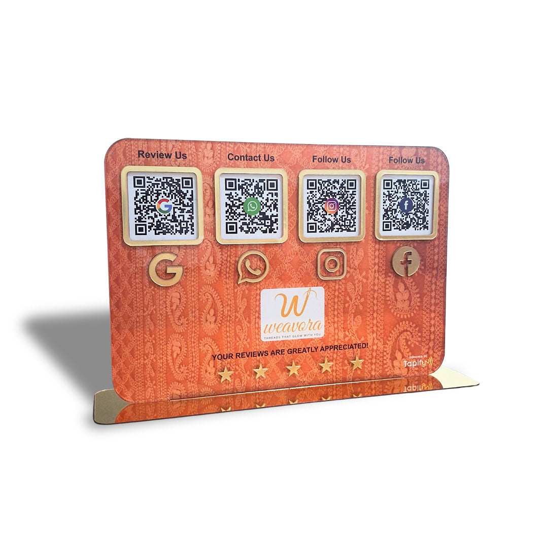 Wooden Theme Smart NFC 4-in-1 Standee - Text Icon Edition