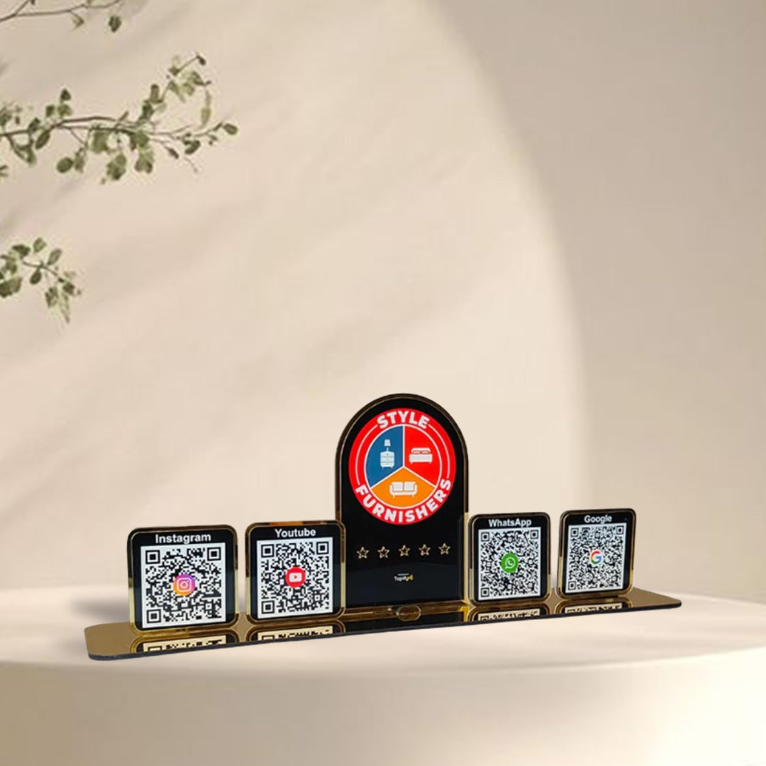 Digital Connect - Smart NFC 4 QR Tabletop Standee-Black Colour