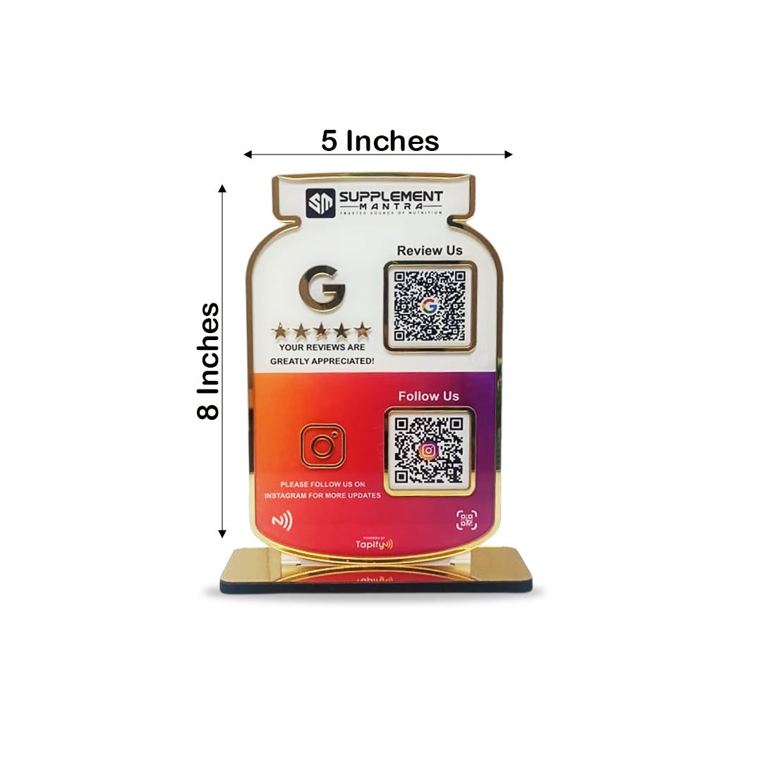 Premium Protein Supplement Shaped Smart NFC 2-in-1 Tabletop Standee - Theme Edition | For Gym & Supplement Stores