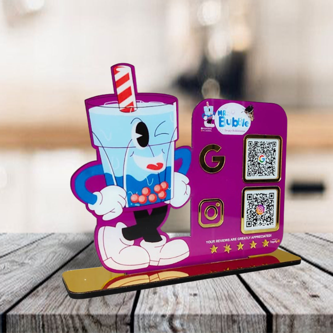 Glass Cutout Edition - Smart NFC 2QR Standee